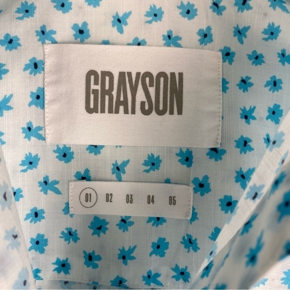 Grayson | The Hero Floral Print Cotton Shirt in Claire Blue White Size 1 XSmall - Picture 9 of 9